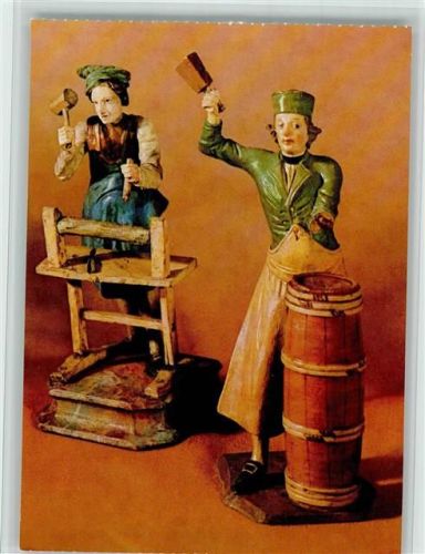 Schnitzer und Schäffler - Aus dem Kalender "Schnitzfiguren der Allianz Versicherungen, sehr gute Erhaltung