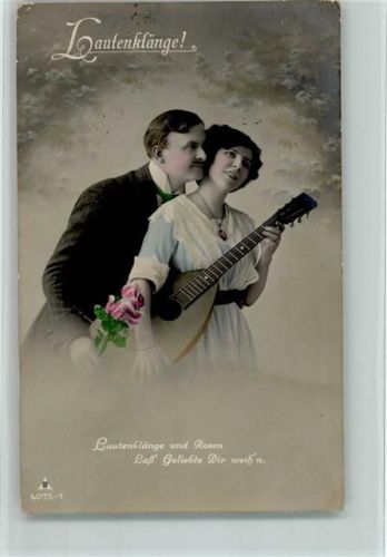 1918 Fotoverlag PH serie 4075-1 Lautenklänge - Liebespaar AK
