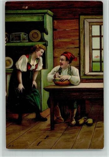 Holzschuhe - Bauernstube 1905 AK