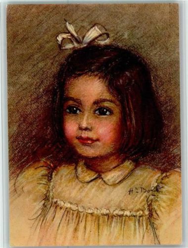 1953 Pastel Henriette Boll - Kinderporträt AK