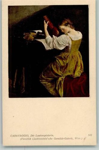 Die Lautenspielerin - Gemälde von Caravaggio , gute Erhaltung AK
