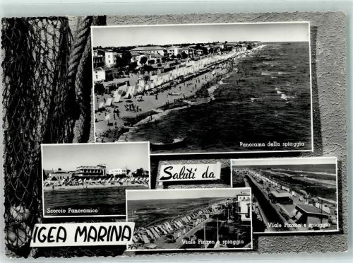 Igea Marina 1958 Scorcio Viale Pinzen e spiaggia