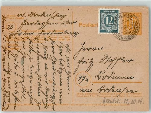 Hardegsen Ganzsache Landpost Wörten Hardenberg