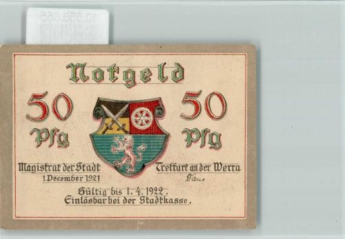 Treffurt Notgeld, Wappen , sign Lindegreen