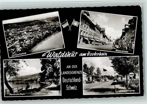 Waldshut Luftaufnahme Kaiserstraße Partie am Rhein Grenzübergang