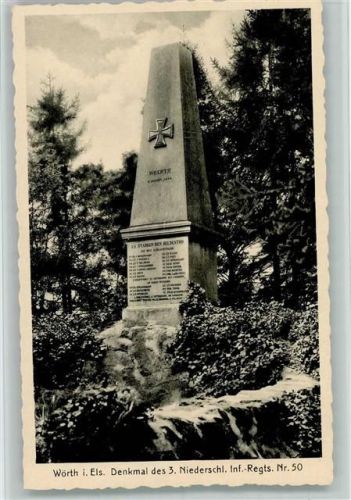 Woerth 1929 Denkmal des 3. niederschl. Inf. Regts. Nr. 50 AK
