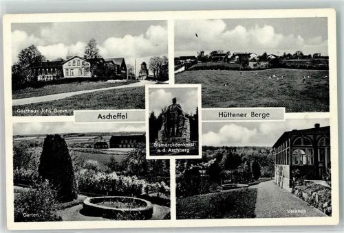 24358 W2331 Ascheffel - Hüttener Berge Gasthaus Veranda Garten Wiese Bismarckdenkmal