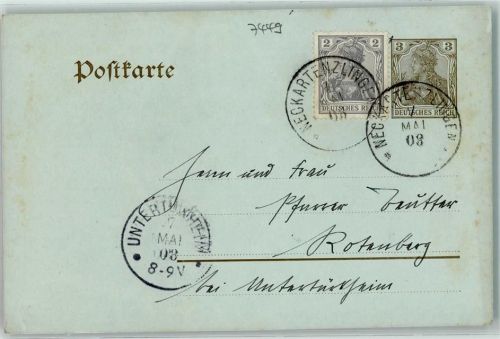 Neckartenzlingen 1908 Ganzsache