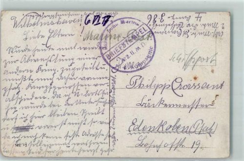 1917 A.2.II.M.D. 4. Kompagnie Matrose Pfeife Rettungsring Fahne Schiff