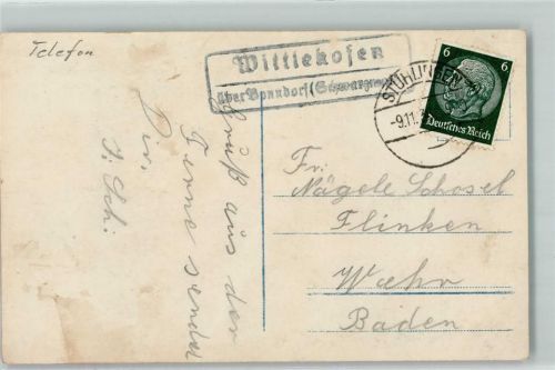 Wittlekofen Landpoststempel über Bonndorf Kind Telefon