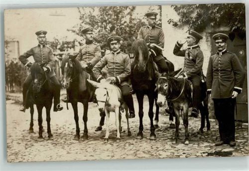 1906 WK I Soldaten auf Esel und Pony AK