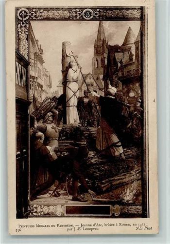 1912 Jean de Arc auf dem Scheiterhaufen - Gemälde v. Lenepveu - Persönlichkeiten