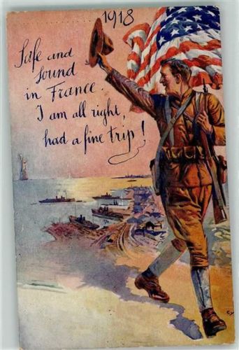 WK I Propaganda WK I Amerika Fahne in France