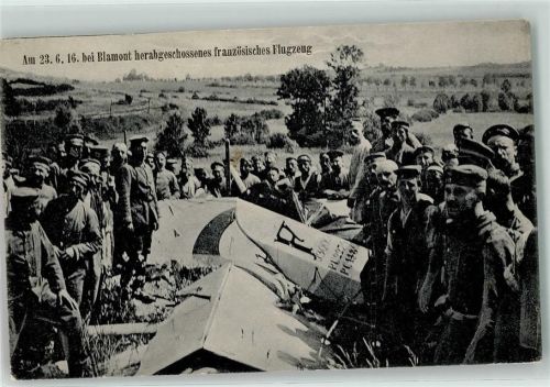 Blamont Trümmer Am 23. Juni 1916 herabgeschossenes französisches Flugzeug Feldpost WK I S. B. Ers.-Pion.-Komp. 22 K. D. Feldpostexped. der 19. Ersatz-Division