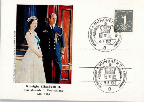 Königin Elizabet in Deutschland 1965 u. Sonderstempel München