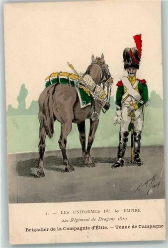Serie Nr. 4 Les Uniformes Du 1er Empire , 22e Regiment de Dragons 1810 , Brigadier sign. Eugene Louis Bucquoy AK