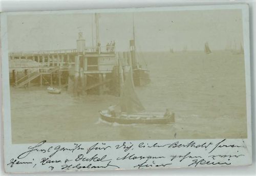 Cuxhaven 1901 Hafen Bootssteg Fischerboot Ort lt. Stempel
