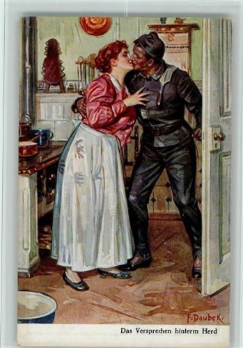 Der Kohlenmann - Poesie, Liebe - ein inniger Kuß, Bildseite: Erhaltung gut, Rückseite III Doubek, F.B.