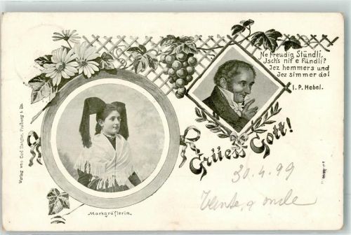 Schliengen 1899 Markgräflerin in Tracht Portrait I.P.Hebel