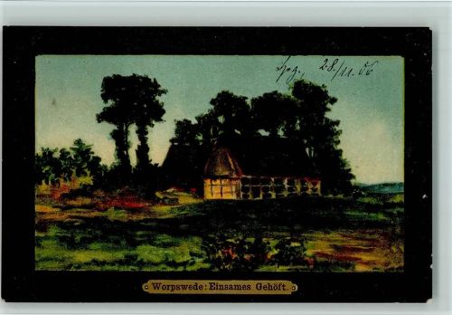 Worpswede 1906 Verlag N.K.G. Einsames Gehöft, Schmuckrahmen