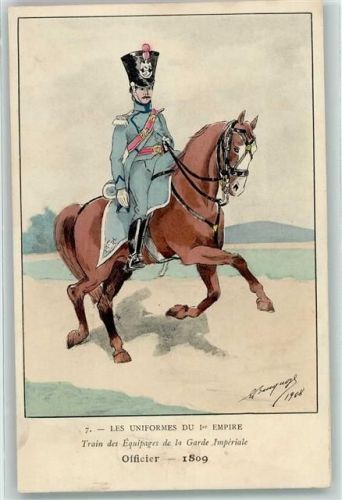 1908 Serie Nr. 7 Les Uniformes Du 1er Empire , Train des Equipages de la Garde Imperial sign. Eugene Louis Bucquoy AK