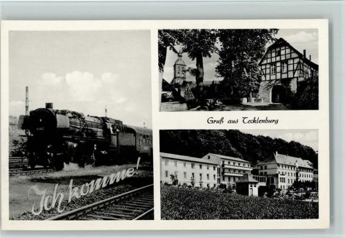 Tecklenburg Ortsansichten Fachwerkhaus Dampflokomotive 3-Bildaufnahme