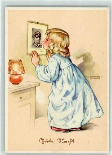 Gute Nacht! Frau Kuss Foto Soldat Uniform sign Lungers Hausen Nr 1019