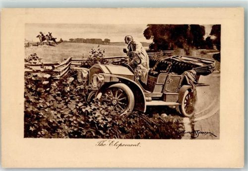 Gibson Karte Nr. 758 The Elophent im Automobil Eifersucht Pferderennen sign Johnson