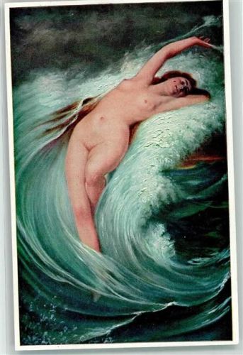 sign. Dupuis P. : Die Welle nackte Frau Verlag Hanfstaengl Nr. 199