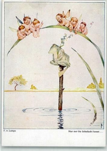 Elfen haben Sehnsucht sign. F.v. Lampe