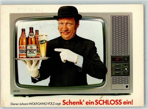 Schloßherr Pils , Fernseher Schauspieler Wolgang Völz AK