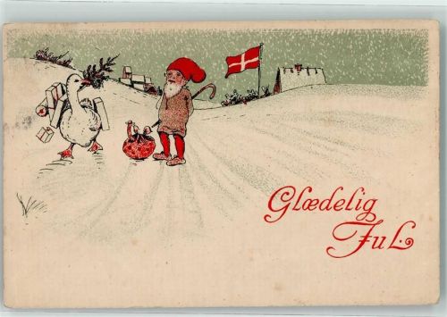 1919 Gans mit Pakete und Tannenzweig Neujahr Glädelig Jul Verlag Alex Vincednts Kunstvorlag Eneret Serie 405-3
