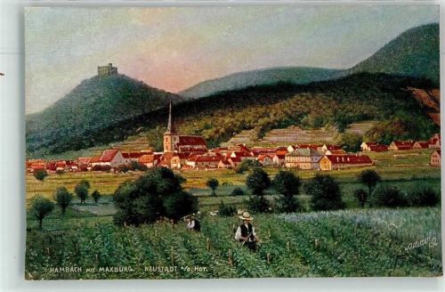 67433 W6730 Hambach an der Weinstraße Lithographie mit Maxburg - Hambacher Schloss Serie Oilette Dinkelsbühl No.785