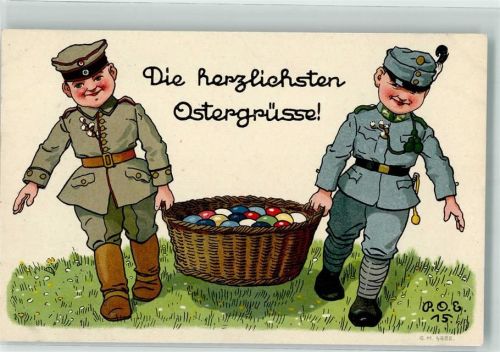 Zweibund Ostern Korb mit Ostereier WK I Engelhard, P.O. / POE