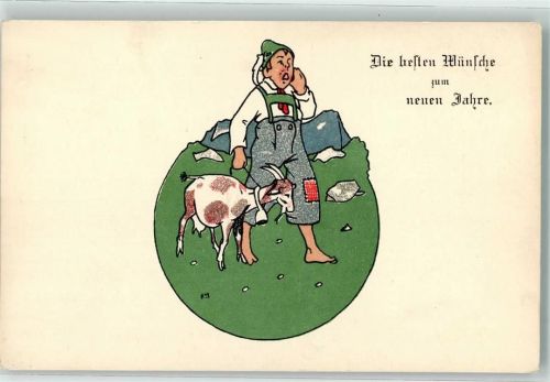 sign. Carl Moos Neujahr Hirte Ziege