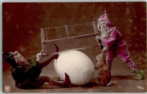 Oranotypie NPG 1904 Kinder im Kostüm Säge Hase