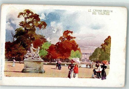 Paris 1899 Le Grand Bassin des Tuileries Verlag Edm. von König