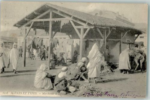Alger Tracht Marktszene Ort lt. Stempel