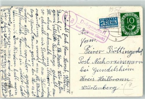Forchheim Landpoststempel Drügendorf Notopfer Marke Neujahr Glückwunsch Vierblättriger Klee Amag 419