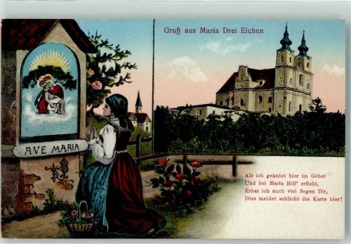 Stockern 1927 Wallfahrtskirche Maria Drei Eichen Betende Frau vor Kapelle
