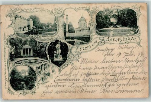 Schwetzingen 1897 Moschee Merkurtempel Apollo-Tempel Schloßgarten-Eingang