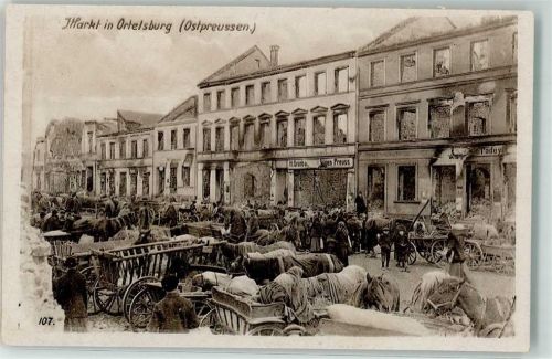 Ortelsburg Marktszene Wohlfahrts-Postkarte Ostpreußenhilfe