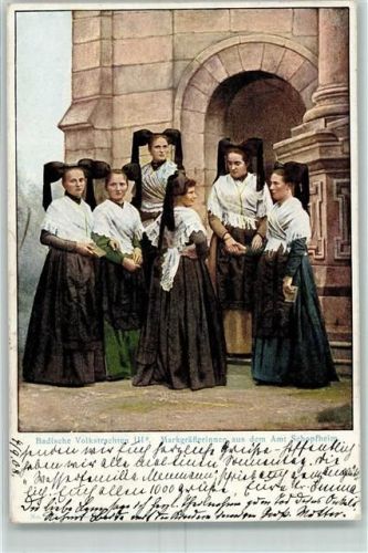 Schopfheim 1908 Badische Volkstrachten Marktgräflerinnen