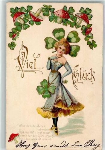 1903 Fliegenpilz Glücksfee Glimmer Lithographie
