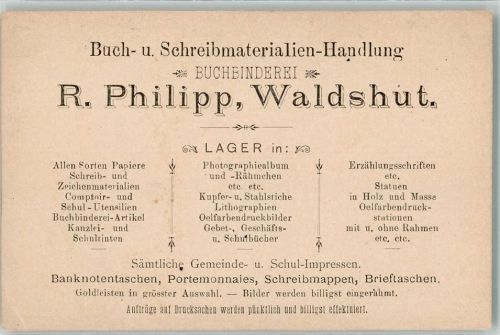 Waldshut Handlung R. Phillipp Buchbinderei Geschäftskorrespondenz