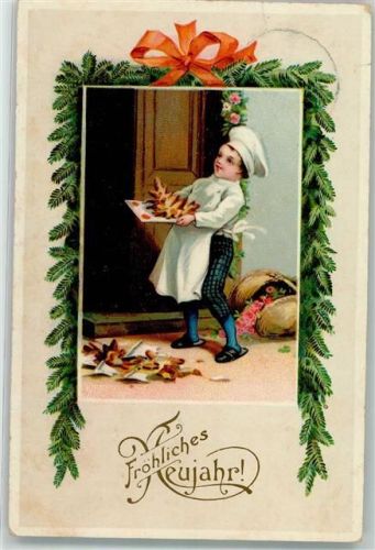 Kind Tannenbaum gebacken Tannenzweige Neujahr Bäcker 1918