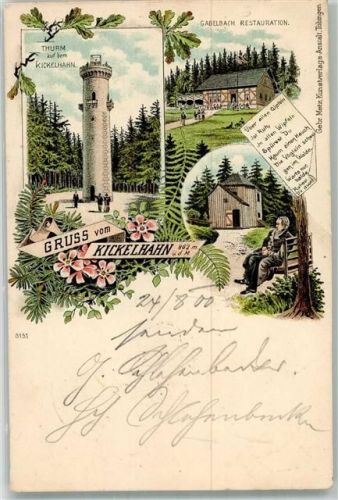 Ilmenau 1900 Kickelhahn Gasthaus Gabelbach Goethehäuschen Turm