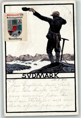 1910 Südmark Bergsteiger Vignette sign F Verlag des Vereines Südmark Karte Nr 60
