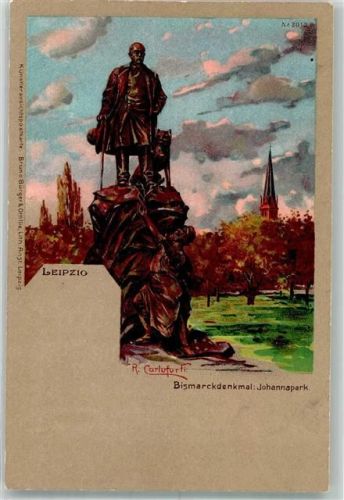 O7000 Leipzig Verlag Bruno Bürger u. Ottillie Nr. 2013 sign. Carloforti R. Bismarckdenkmal 1900 Lithographie / Künstlerkarte