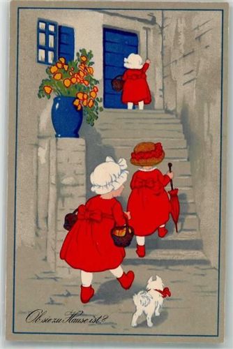 1917 Kinder Hund an die Haustür klopfen Meissner u. Buch Serie 2245